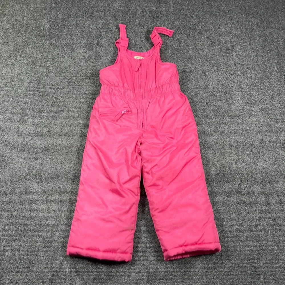 OshKosh B'gosh Snow Bibs Toddler Girls 3T Padded Insulated Pink Overalls Winter